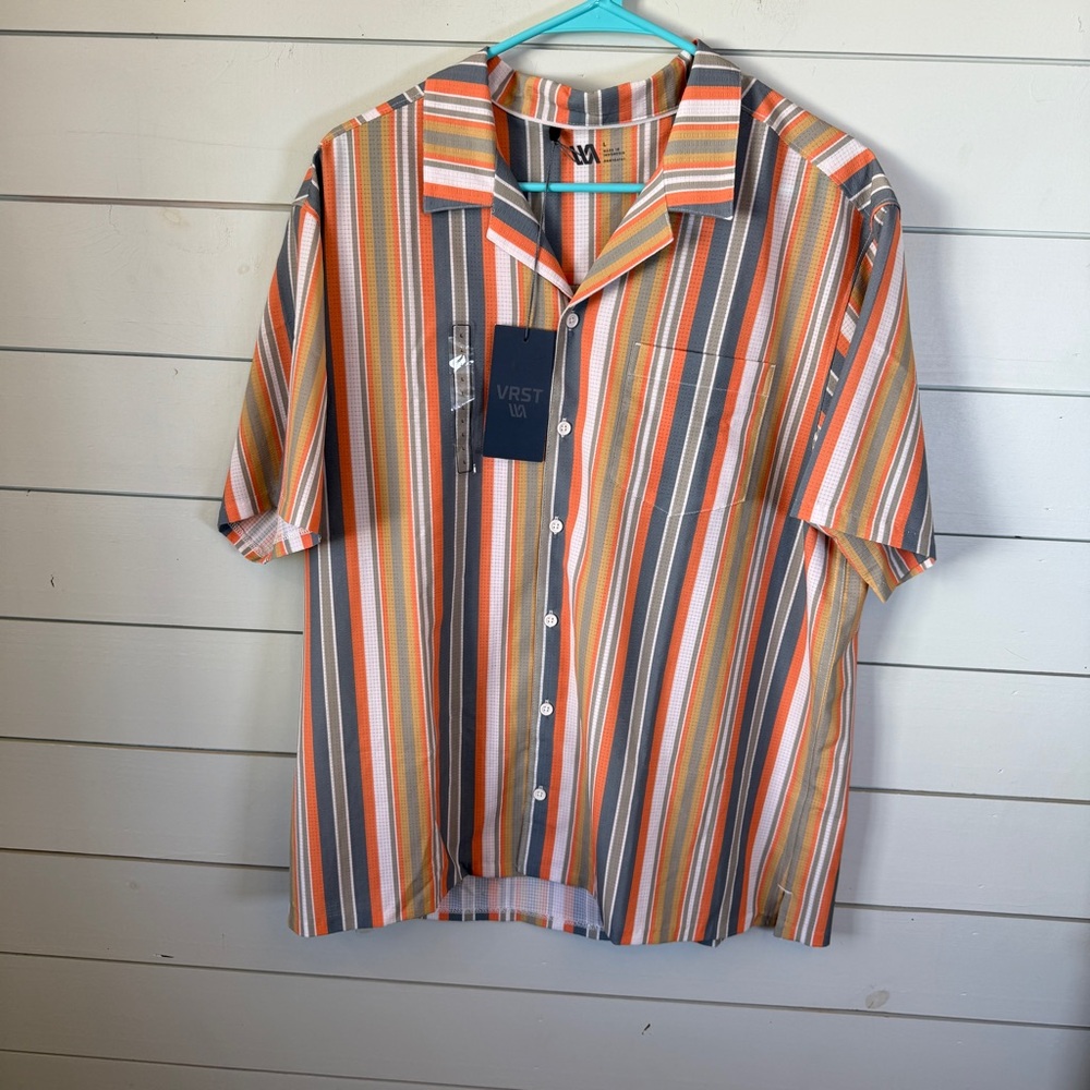 VRST performance resort shirt striped men’s size‎ large NWT